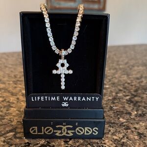 The Gold Gods 20” ANKH Gold Cross Pendant Necklace EUC